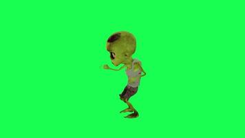 3d enfant zombi vert écran idiot Danse isolé droite angle video