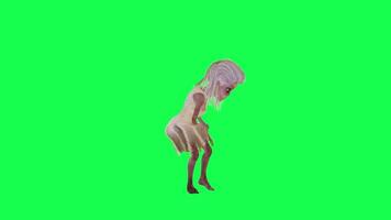 Scary 3d female zombie with injured leg green screen left angle video