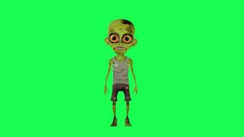 3d magro bebê zumbi verde tela falando frente ângulo isolado video