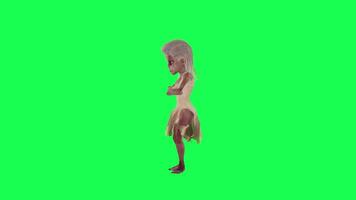 fêmea zumbi esperando com raiva verde tela certo ângulo video