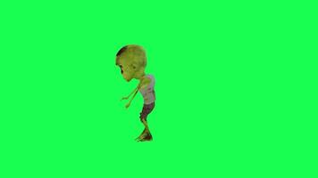 3D violent zombie green screen right angle hip hop dance robot video