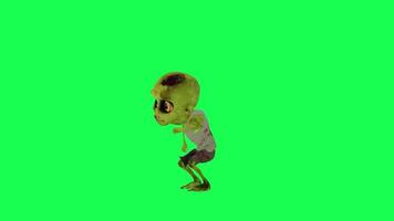 Green screen funny cartoon zombie dancing and cheering right angle video