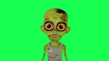 3d bebé zombi verde pantalla hablando frente ángulo aislado video
