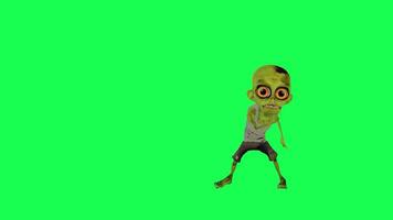 komisch Karikatur Zombie 3d Grün Bildschirm Capoeira tanzen Vorderseite Winkel video