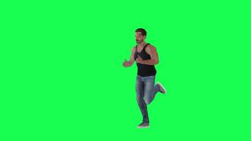 Criminal man and drug addict gangster with athletic body in green screen with ta video