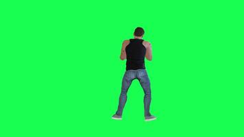 Criminal man and drug addict gangster with athletic body in green screen with ta video