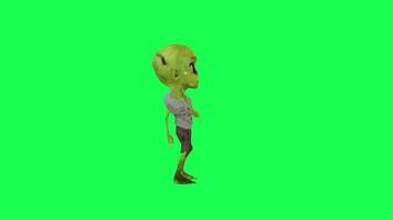 verde pantalla dibujos animados contento zombi bailando cadera salto izquierda ángulo video