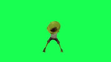 Funny green screen animated zombie dancing front angle video