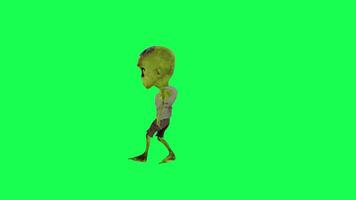 Green screen 3D animated zombie hip-hop dance right angle video