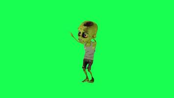 Derecha ángulo cadera salto bailando verde pantalla dibujos animados altavoz zombi video