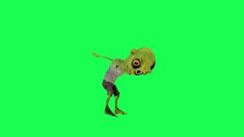 Funny green screen animated zombie dancing left angle video