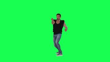 Criminal man and drug addict gangster with athletic body in green screen with ta video