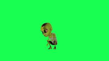 Funny 3D cartoon zombie green screen happy dance right angle video