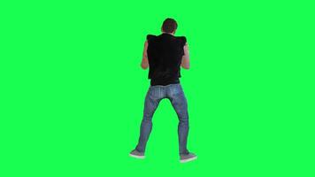 Criminal man and drug addict gangster with athletic body in green screen with ta video