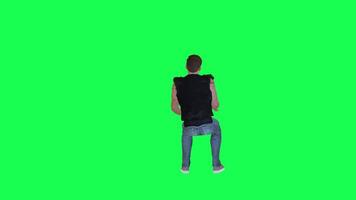 Criminal man and drug addict gangster with athletic body in green screen with ta video