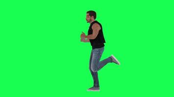 Criminal man and drug addict gangster with athletic body in green screen with ta video