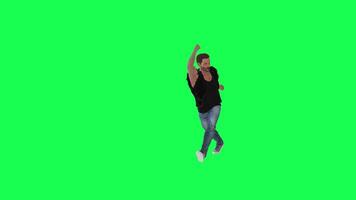 Criminal man and drug addict gangster with athletic body in green screen with ta video