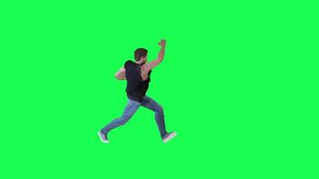 Criminal man and drug addict gangster with athletic body in green screen with ta video