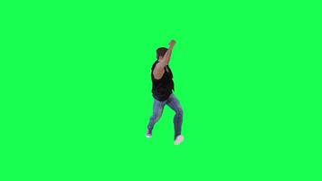 Criminal man and drug addict gangster with athletic body in green screen with ta video