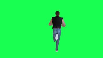 Criminal man and drug addict gangster with athletic body in green screen with ta video