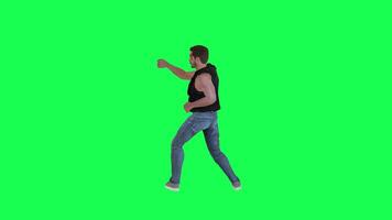 Criminal man and drug addict gangster with athletic body in green screen with ta video