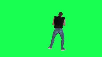 Criminal man and drug addict gangster with athletic body in green screen with ta video