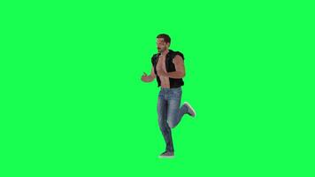 Criminal man and drug addict gangster with athletic body in green screen with ta video