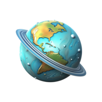 AI generated Fictional 3d cartoon planets isolated on transparent background png