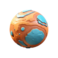 AI generated Fictional 3d cartoon planets isolated on transparent background png