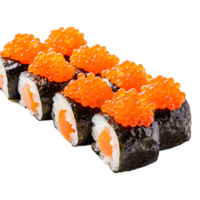 ai generiert Ikura Lachs Rogen Gunkan maki Sushi isoliert auf transparent Hintergrund png