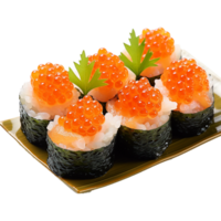 AI generated Ikura salmon roe gunkan maki sushi isolated on transparent background png