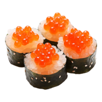 ai gerado ikura salmão ovas gunkan maki Sushi isolado em transparente fundo png