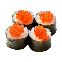 ai generiert Ikura Lachs Rogen Gunkan maki Sushi isoliert auf transparent Hintergrund png