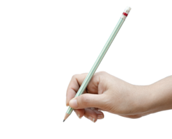 Woman's hand holding a pencil to write png