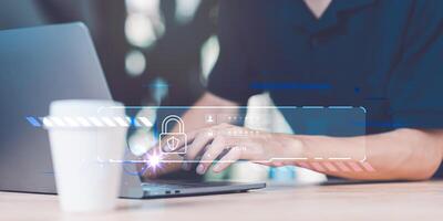 Data protection concept and secure internet security access ,cyber security technology ,Login to online database with your username and password ,cybersecurity ,Protecting data from thef photo
