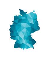 Vector isolated illustration with simplified blue silhouette of Germany map. Polygonal geometric style, triangular shapes. White background