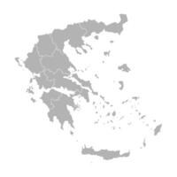 Vector isolated illustration of simplified administrative map of Greece. Borders of the provinces, regions. Grey silhouettes. White outline.