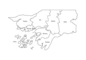 vector aislado ilustración de simplificado administrativo mapa de guinea-bissáu. fronteras y nombres de el regiones. negro línea siluetas