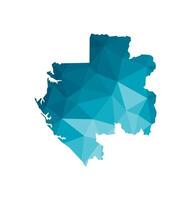 vector aislado ilustración icono con simplificado azul silueta de Gabón, gabonés república mapa. poligonal geométrico estilo, triangular formas blanco antecedentes.