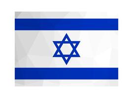 Vector isolated illustration. National Israeli flag, Flag of Zion with blue Star of David. Official symbol of Israel. Creative design in low poly style with triangular shapes. Gradient effect.