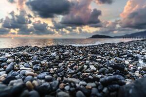 Majestic shot of the dark beach photo