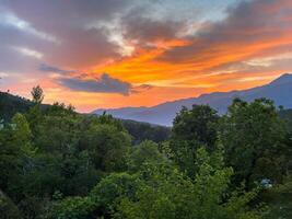 Vibrant sunset shot from a mountain photo