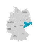 vector aislado ilustración de simplificado administrativo mapa de Alemania. azul silueta de Sajonia estado. gris siluetas blanco contorno