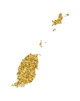 Vector isolated illustration with simplified Grenada map. Decorated by shiny gold glitter texture. Christmas and New Year holidays decoration for greeting card.