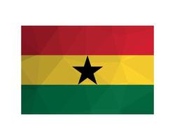 Vector illustration. Official ensign of Ghana. National flag with red, yellow, green stripes and black star. Creative design in low poly style with triangular shapes