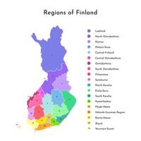 vistoso vector aislado simplificado mapa de Finlandia regiones. fronteras de administrativo divisiones blanco antecedentes