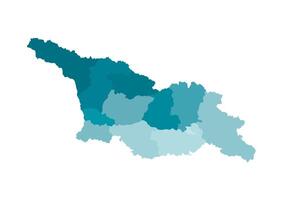 Vector isolated illustration of simplified administrative map of Georgia country. Borders of the regions. Colorful blue khaki silhouettes.