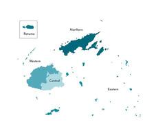 vector aislado ilustración de simplificado administrativo mapa de Fiji fronteras y nombres de el divisiones, regiones. vistoso azul caqui siluetas