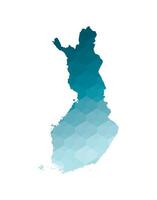 Vector isolated illustration icon with simplified blue silhouette of Finland map. Polygonal geometric style. White background.