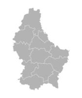 Vector isolated illustration of simplified administrative map of Grand Duchy of Luxembourg. Borders of the cantons, regions. Grey silhouettes. White outline.